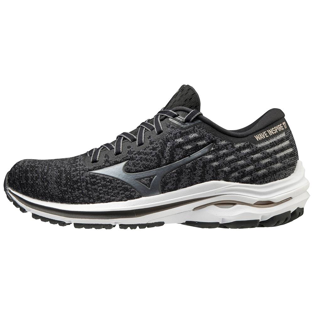 Tenis Para Correr Mizuno Wave Inspire 17 WAVEKNIT Para Mujer Negros/Plateadas Dorados 3682750-HE